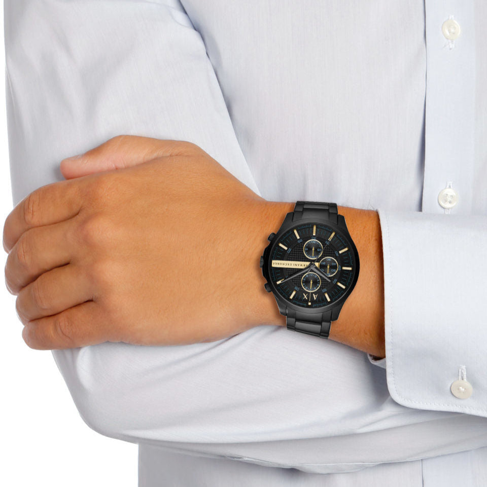 Armani Exchange Hampton AX2164 Men's Chronograph Watch – Black Dial with Black Stainless Steel Strap