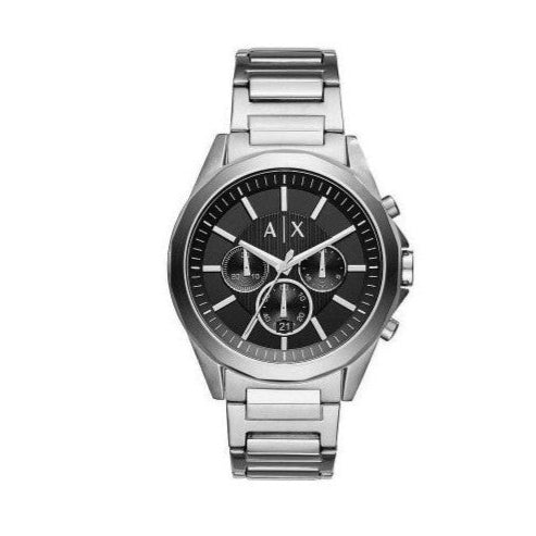 Armani Exchange Drexler AX2600 Men's Chronograph Watch – Black Dial with Silver Stainless Steel Strap