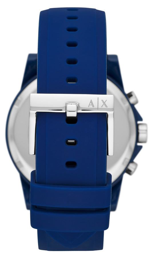 Men's Armani Exchange Outerbanks Chronograph Watch AX1327 – Blue Dial with Blue Silicone Strap
