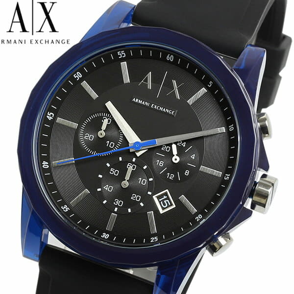 Armani Exchange Outerbanks AX1339 Men's Chronograph Watch – Black Dial with Black Silicone Strap