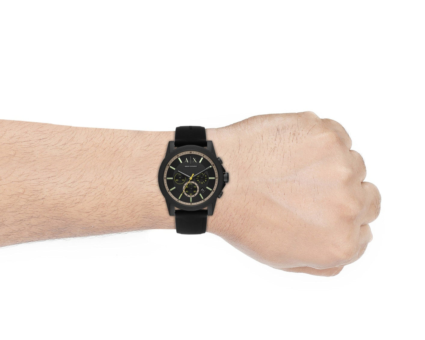 Armani Exchange Outerbanks AX1343 Men's Chronograph Watch – Black Dial with Black Silicone Strap