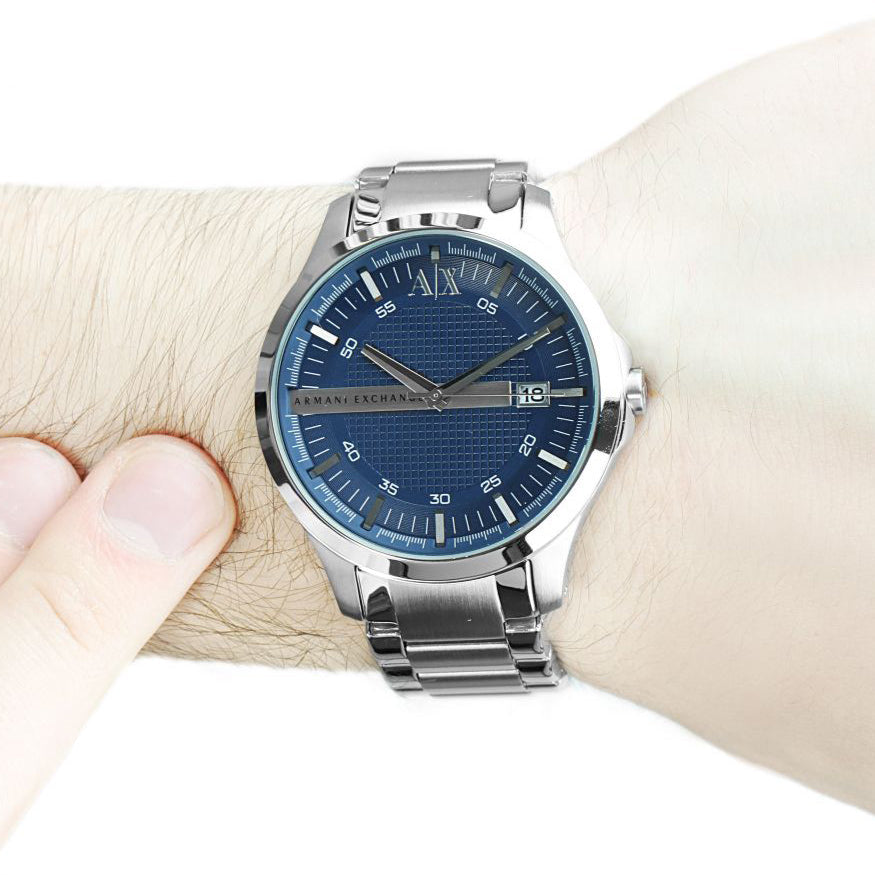 Armani Exchange Hampton AX2132 Men's Chronograph – Blue Dial with Silver Stainless Steel Bracelet