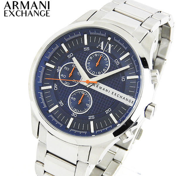 Armani Exchange Hampton AX2155 Men's Chronograph Watch – Blue Dial with Silver Stainless Steel Strap