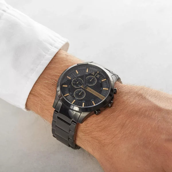 Armani Exchange Hampton AX2164 Men's Chronograph Watch – Black Dial with Black Stainless Steel Strap