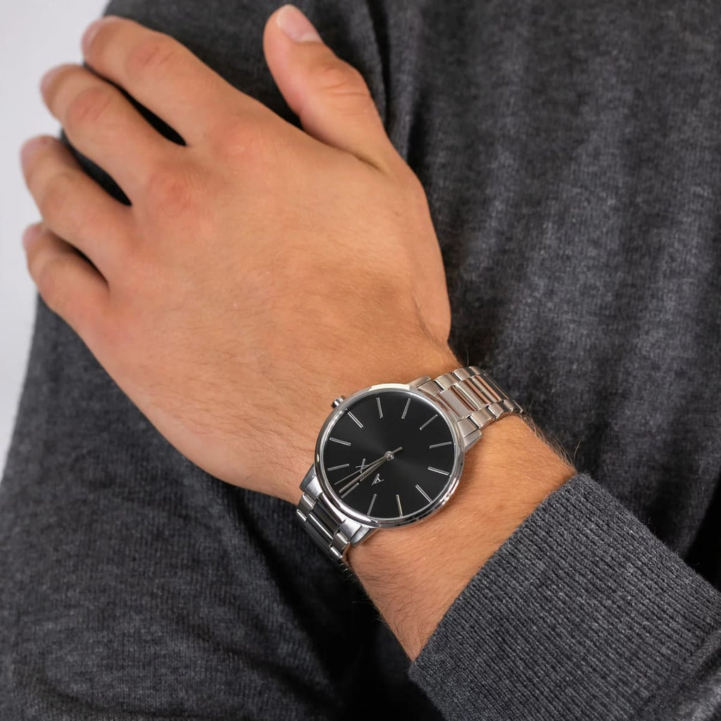 Armani Exchange Cayde AX2700 Men's Analog Watch – Black Dial with Silver Stainless Steel Bracelet