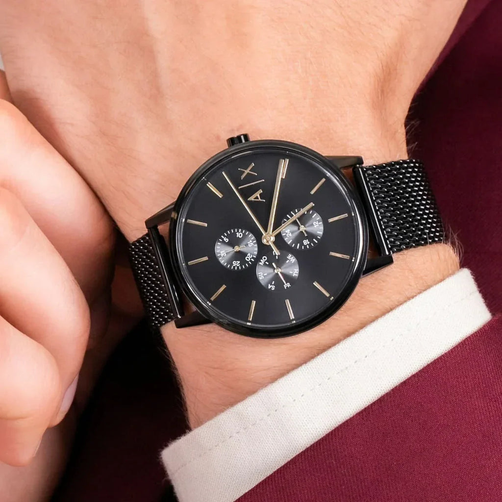 Armani Exchange Cayde AX2716 Men's Chronograph – Black Dial with Black Mesh Stainless Steel Strap