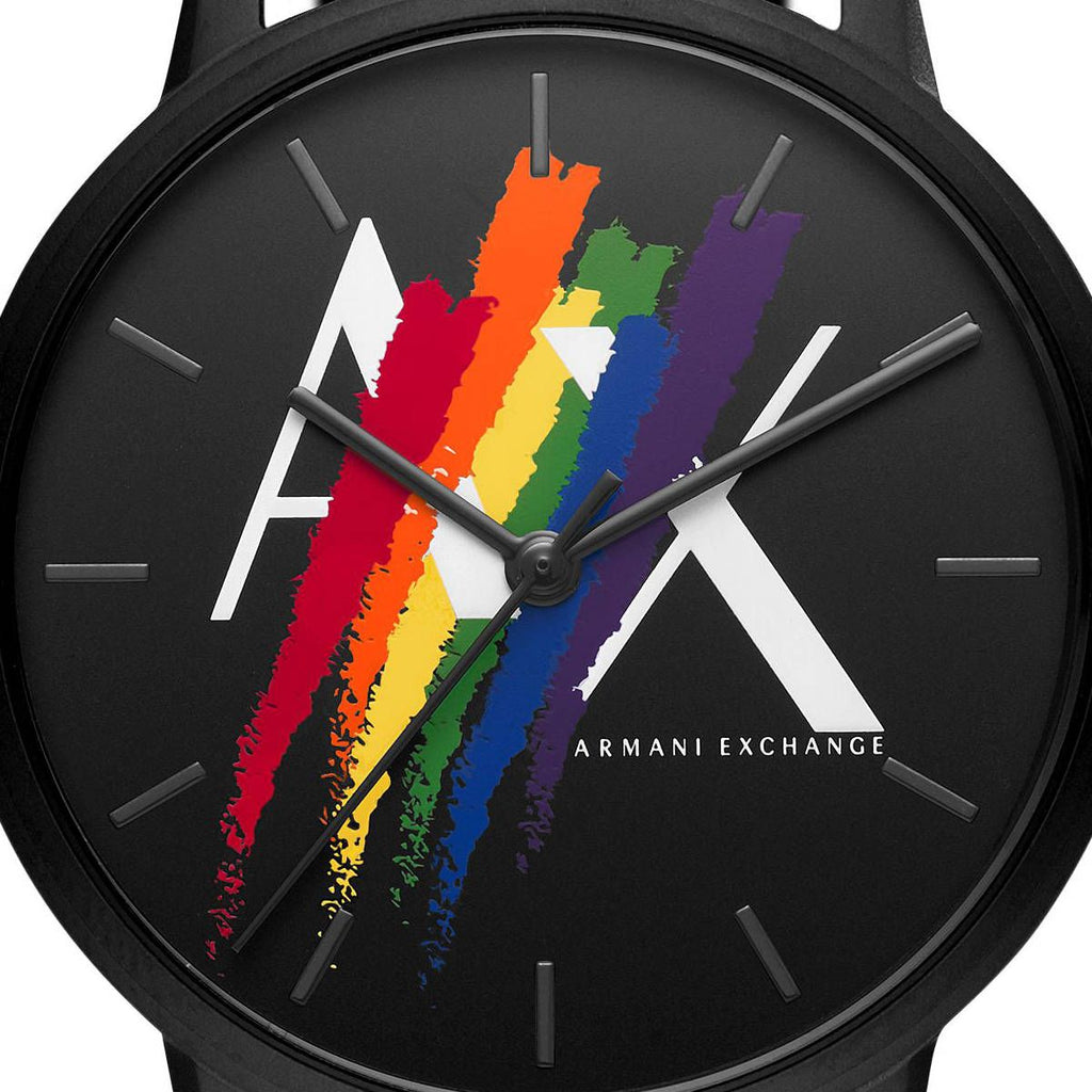 Armani Exchange Cayde AX7120 Men's Analog Watch – Black Dial with Black Leather Strap