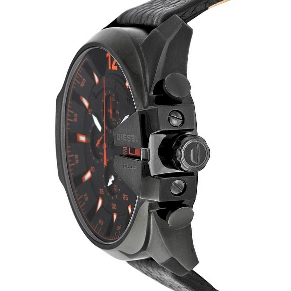 Diesel DZ4291 Mega Chief Chronograph Men's Watch – Black Dial & Black Leather Strap