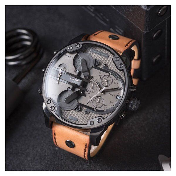 Diesel DZ7406 Mr. Daddy 2.0 Chronograph Men's Watch – Grey Dial & Brown Leather Strap