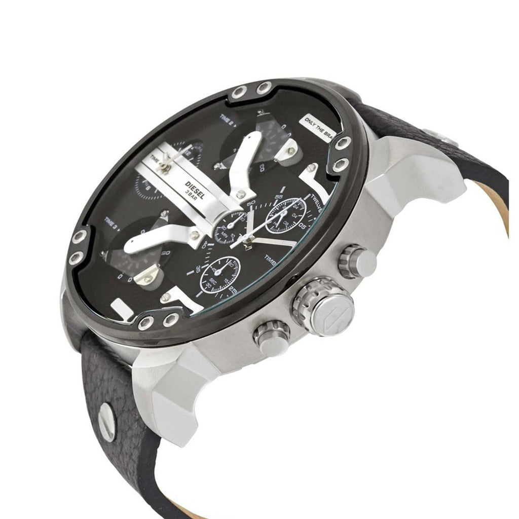 Diesel DZ7313 Mr. Daddy Chronograph Men's Watch – Black Dial & Black Leather Strap