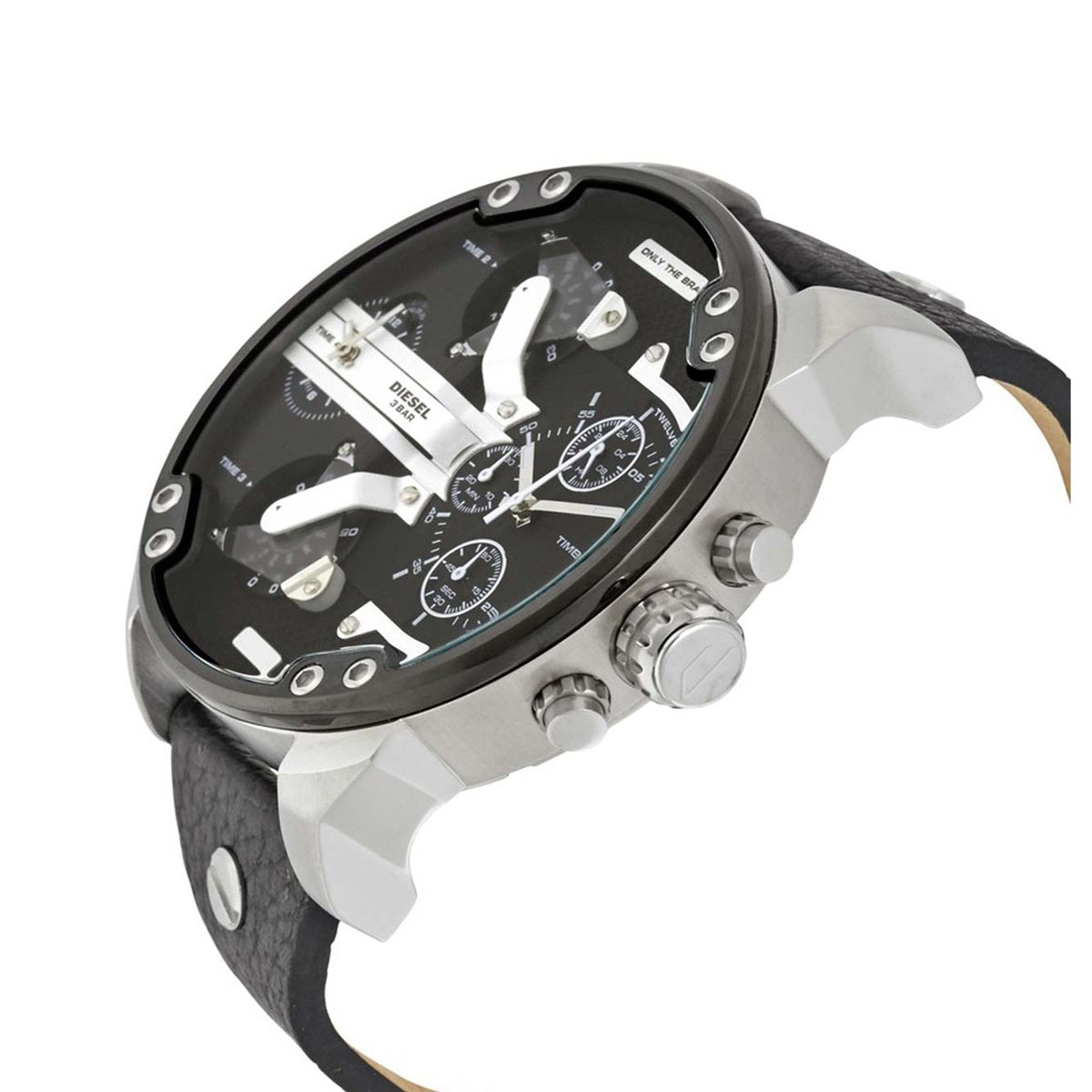 Diesel DZ7313 Mr. Daddy Chronograph Men's Watch – Black Dial & Black Leather Strap