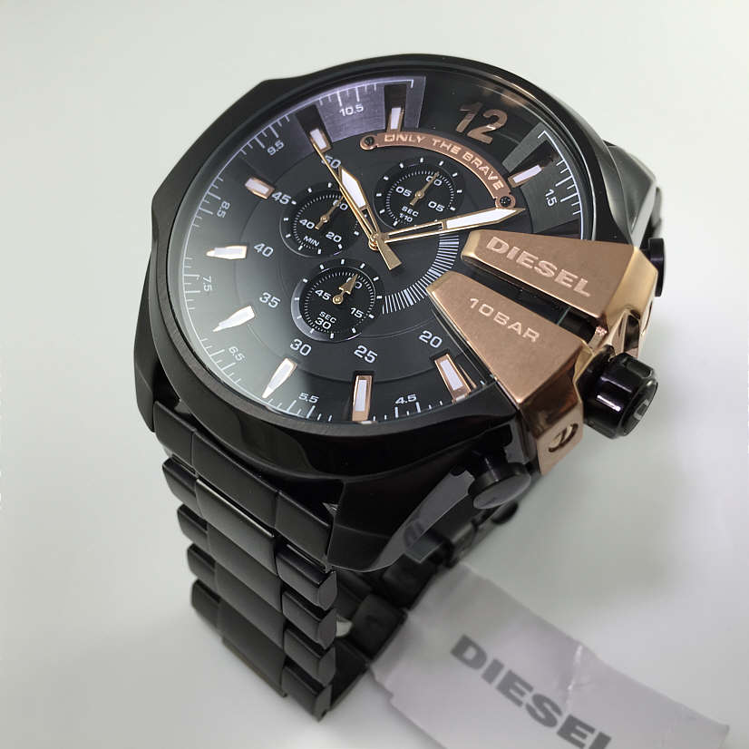 Diesel DZ4309 Mega Chief Chronograph Men's Watch – Black Dial & Black Stainless Steel Strap