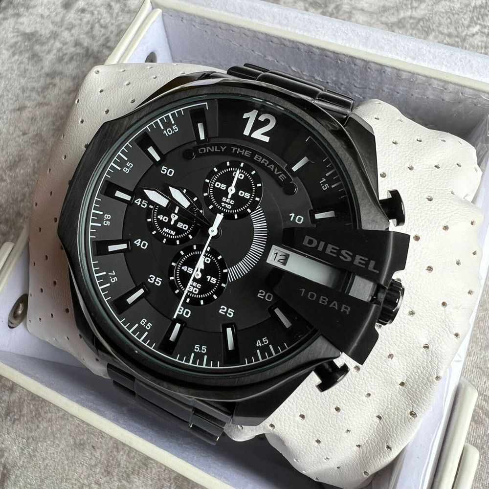Diesel DZ4283 Mega Chief Chronograph Men's Watch – Black Dial & Black Steel Strap