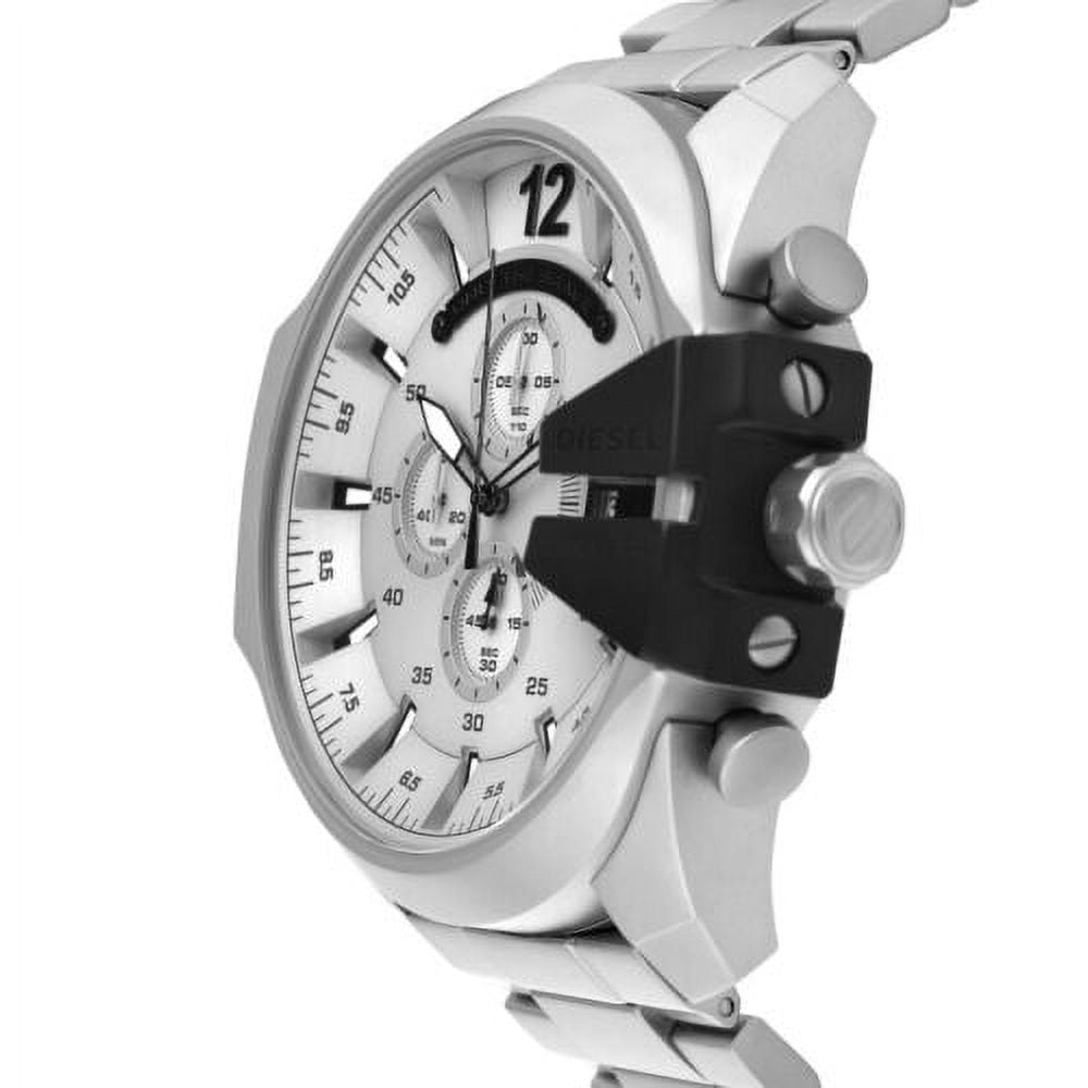 Diesel DZ4501 Mega Chief Chronograph Men's Watch – Silver Dial & Silver Stainless Steel Strap