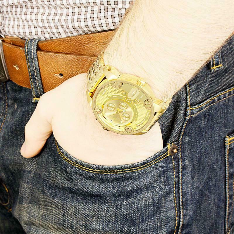 Diesel DZ7287 Big Daddy Analog Men's Watch – Gold Dial & Gold Stainless Steel Strap