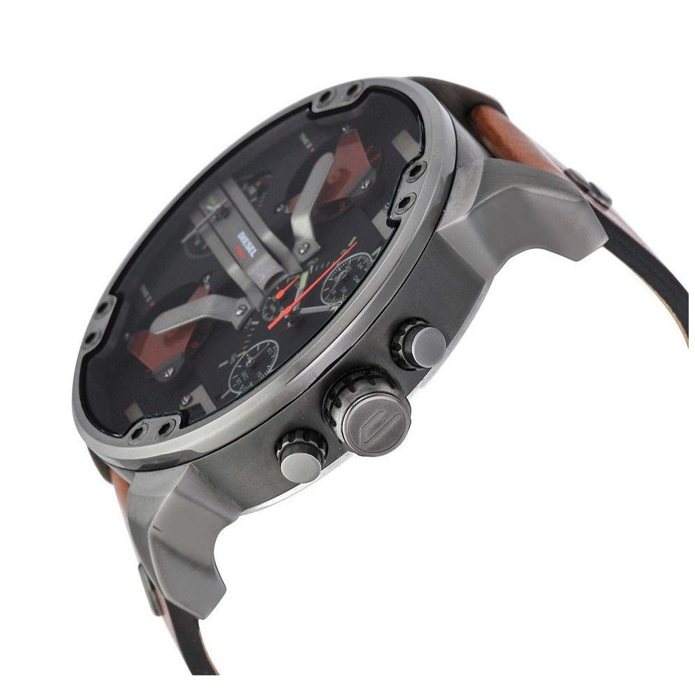 Diesel DZ7332 Mr. Daddy 2.0 Chronograph Men's Watch – Black Dial & Brown Leather Strap