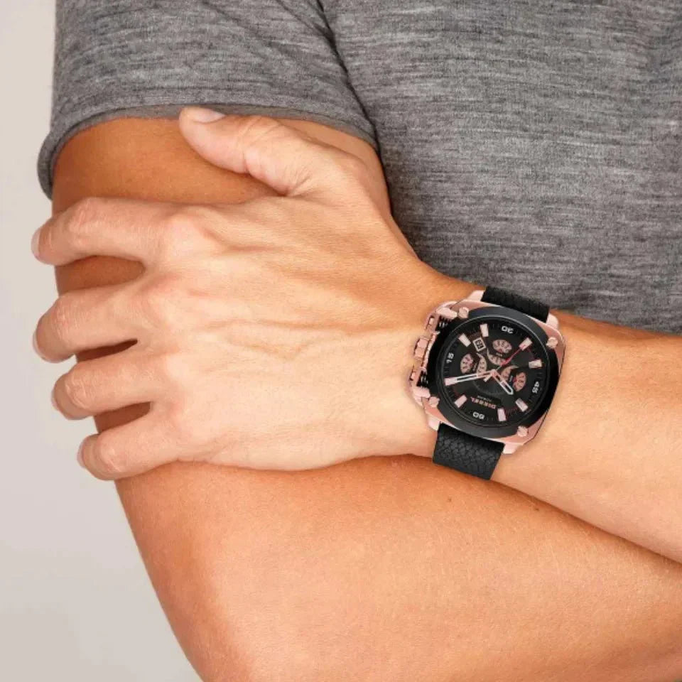 Diesel DZ7346 BAMF Chronograph Men's Watch – Black Dial & Black Leather Strap
