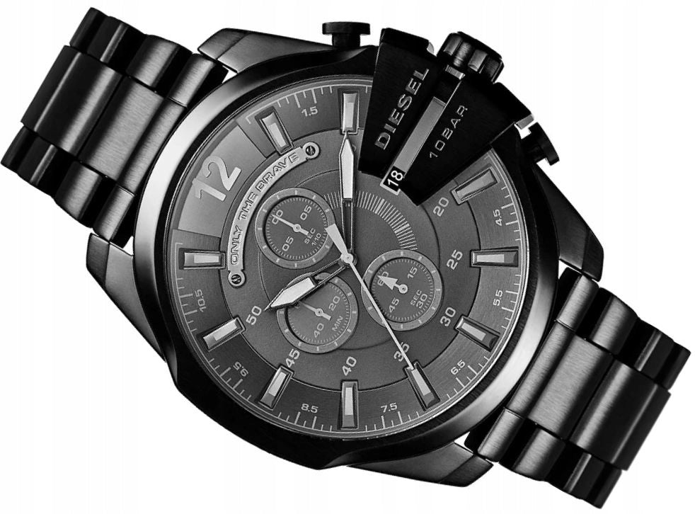 Diesel DZ4355 Mega Chief Chronograph Men's Watch – Black Dial & Black Stainless Steel Strap