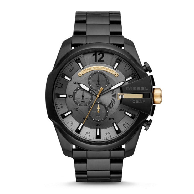 Diesel DZ4479 Mega Chief Chronograph Men's Watch – Grey Dial & Black Steel Strap