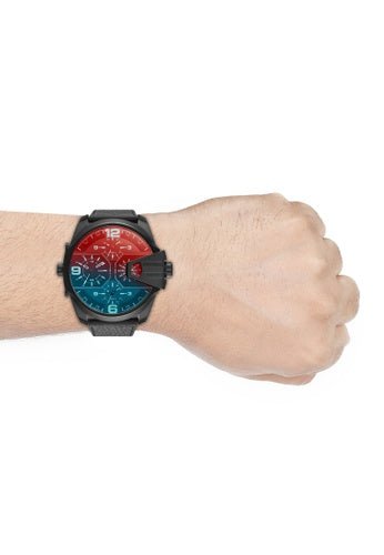 Diesel DZ7373 Uber Chief Chronograph Men's Watch – Red Dial & Black Steel Strap