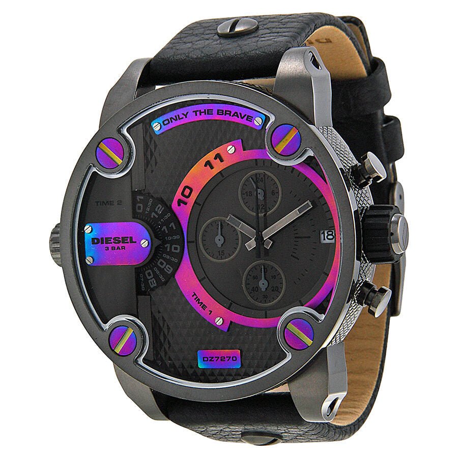 Diesel DZ7270 Badass Chronograph Men's Watch – Anthracite Dial & Black Leather Strap