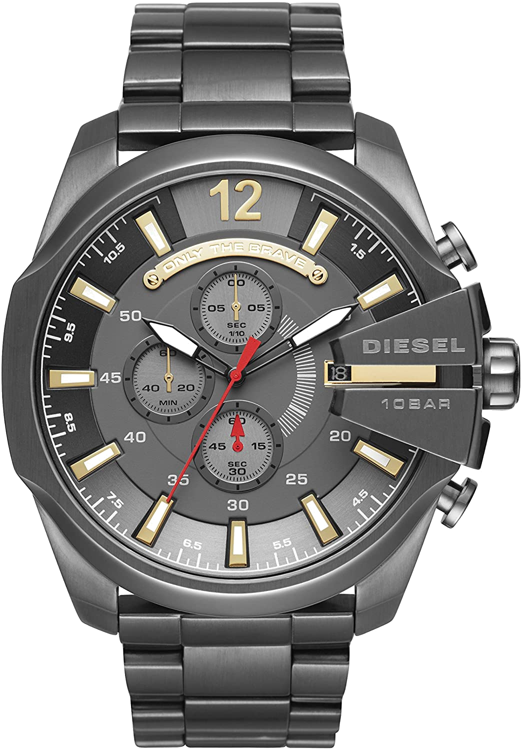 Diesel DZ4479 Mega Chief Chronograph Men's Watch – Grey Dial & Black Stainless Steel Strap
