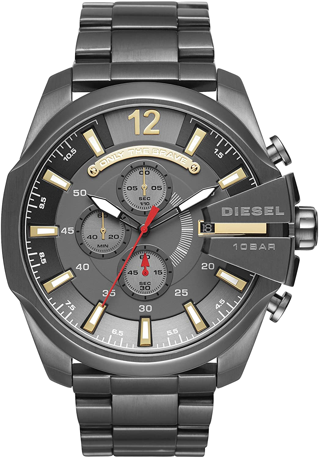 Diesel DZ4479 Mega Chief Chronograph Men's Watch – Grey Dial & Black Stainless Steel Strap