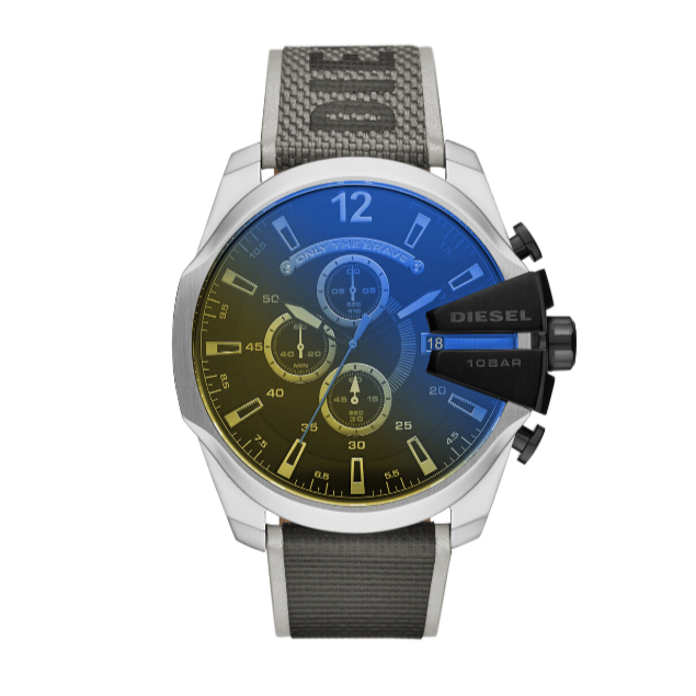 Diesel DZ4523 Mega Chief Chronograph Men's Watch – Black Dial & Grey Nylon Strap