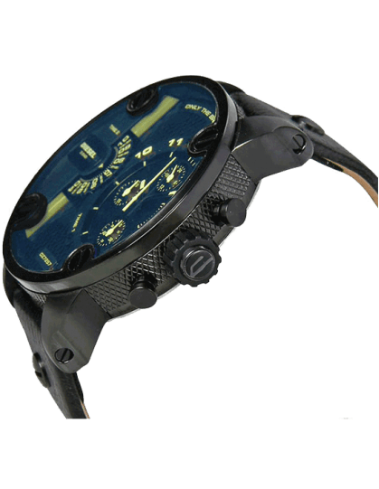 Diesel DZ7257 Little Daddy Chronograph Men's Watch – Blue Dial & Black Leather StrapDiesel DZ7257 Little Daddy Chronograph Men's Watch – Blue Dial & Black Leather Strap