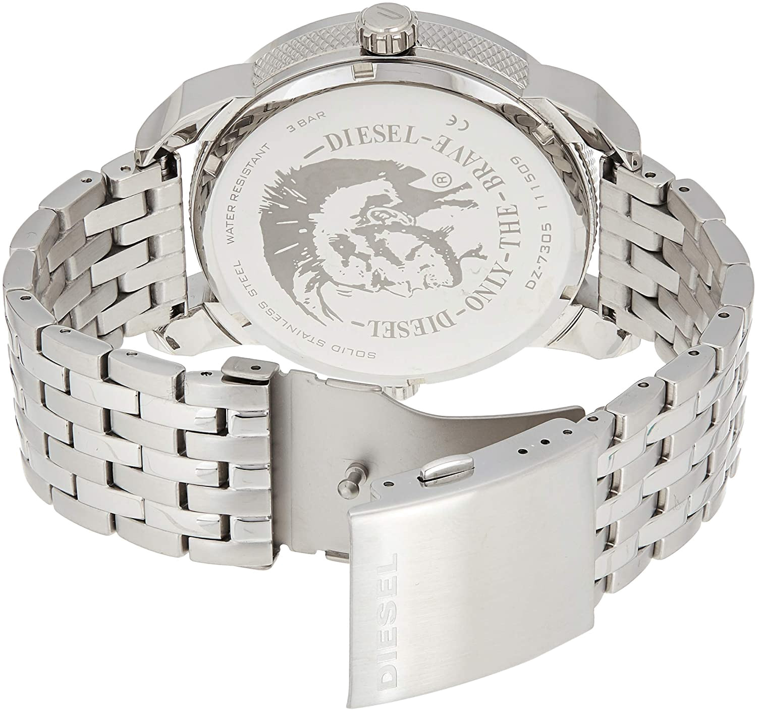 Diesel DZ7305 Mini Daddy Dual Time Men's Watch – Silver Dial & Stainless Steel Strap