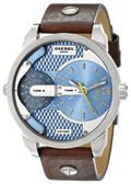 Diesel DZ7321 Mini Daddy Chronograph Men's Watch – Light Blue Dial & Brown Leather Strap