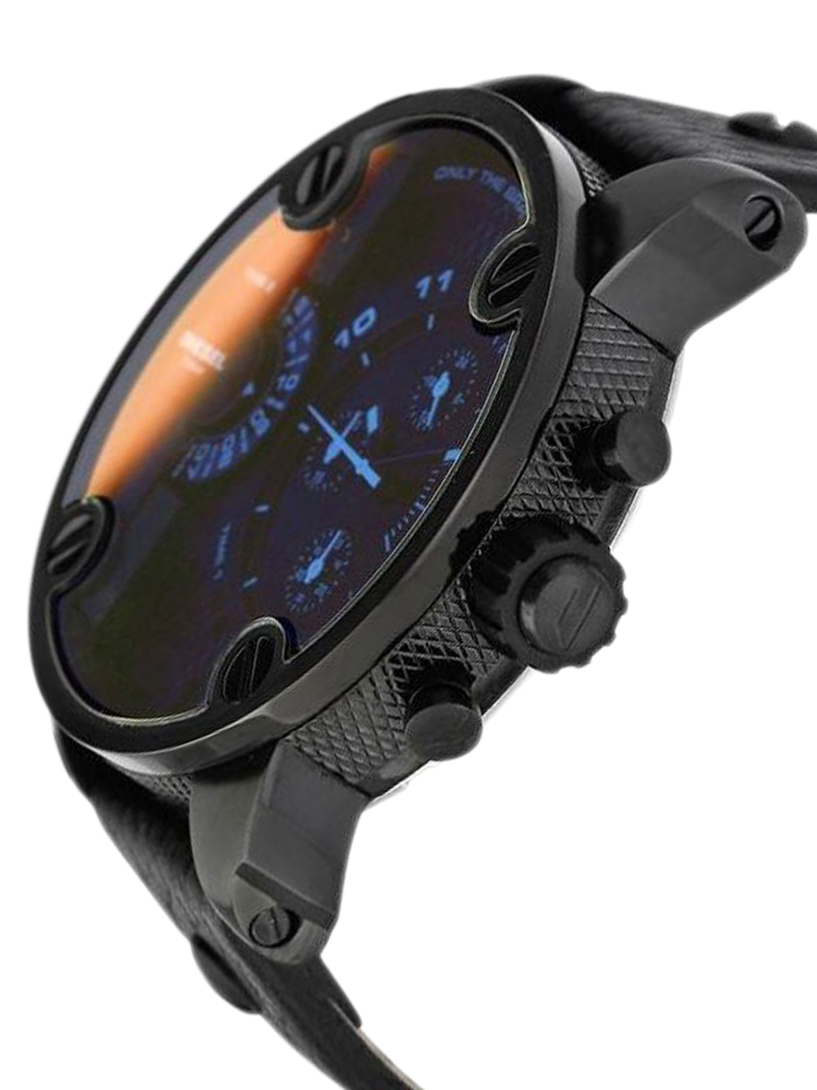 Diesel DZ7334 Little Daddy Chronograph Men's Watch – Black Dial & Black Leather Strap
