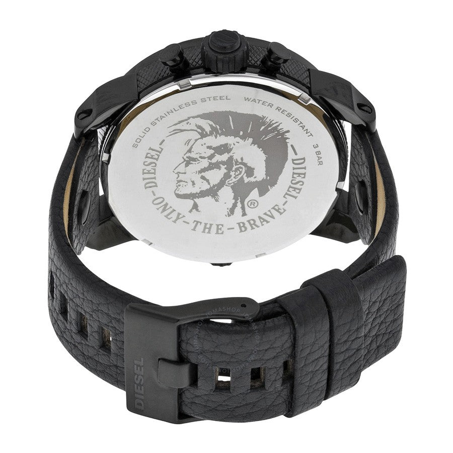 Diesel DZ7291 Little Daddy Chronograph Men's Watch – Black Dial & Black Leather Strap