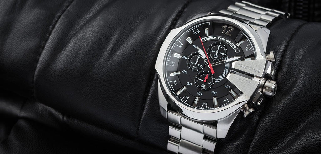 Diesel DZ4308 Mega Chief Chronograph Men's Watch – Black Dial & Silver Stainless Steel Strap