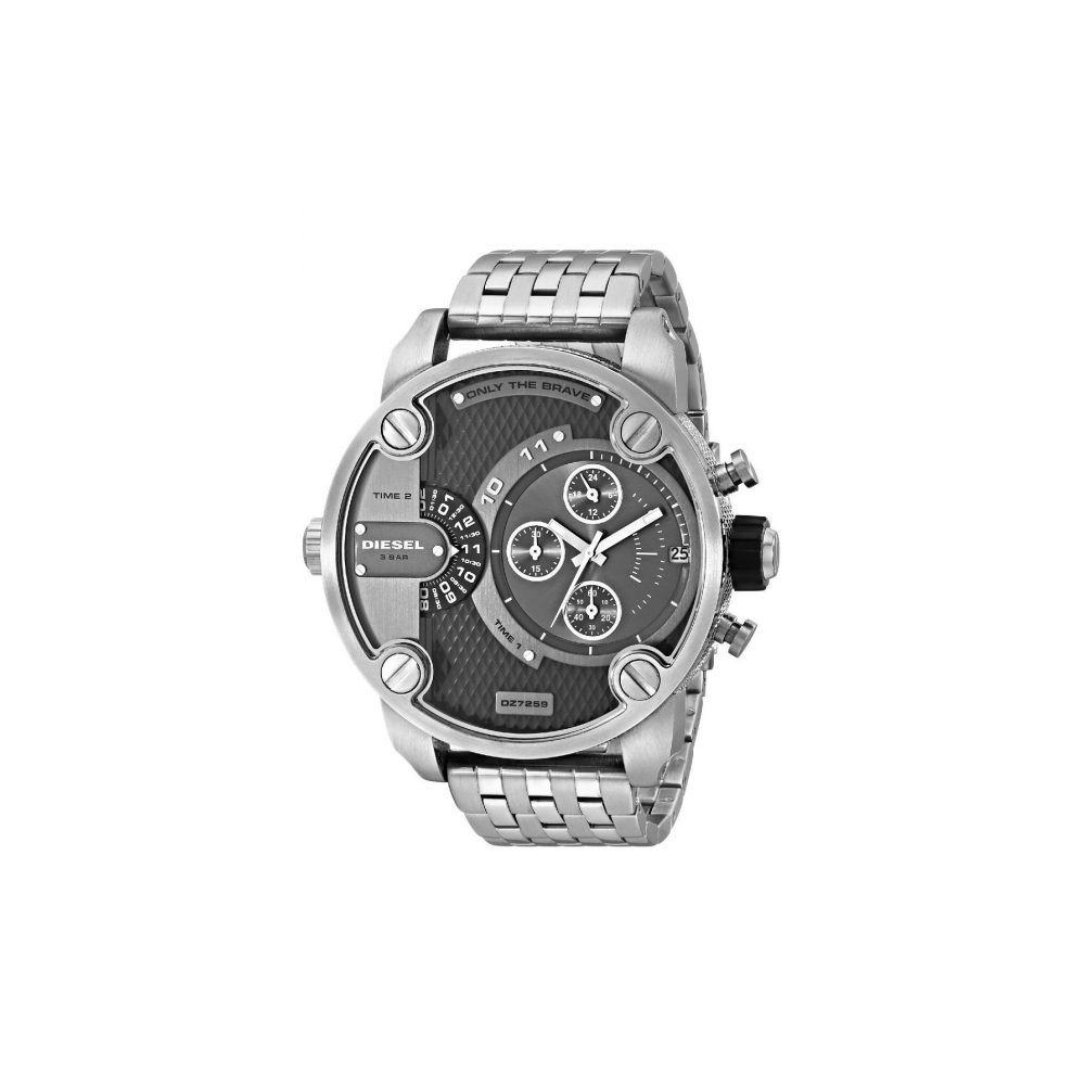 Diesel DZ7259 Little Daddy Chronograph Men's Watch – Black Dial & Silver Stainless Steel Strap