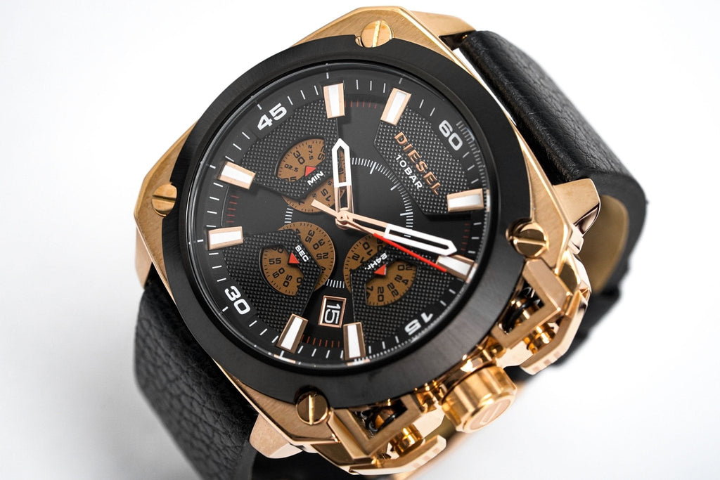 Diesel DZ7346 BAMF Chronograph Men's Watch – Black Dial & Black Leather Strap