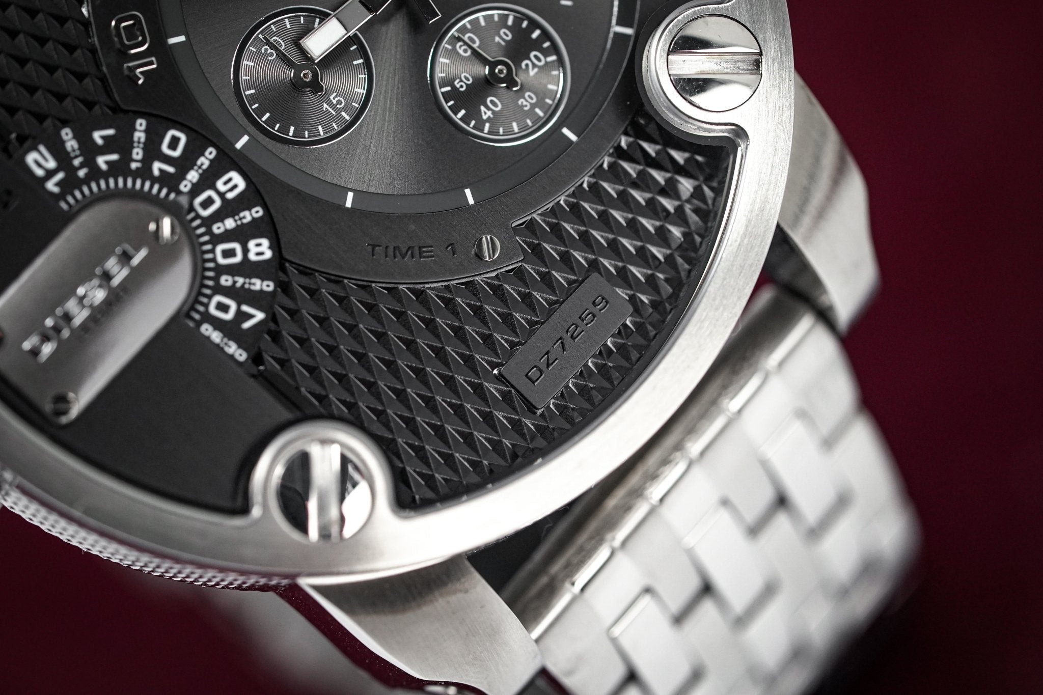Diesel DZ7259 Little Daddy Chronograph Men's Watch – Black Dial & Silver Stainless Steel Strap