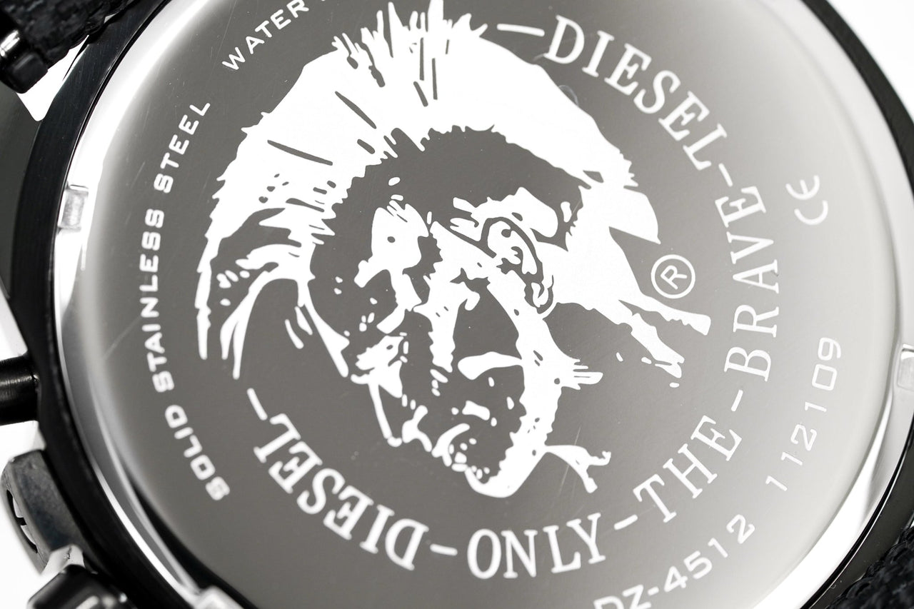 Diesel DZ4512 Mega Chief Chronograph Men's Watch – Silver Dial & Black Leather Strap