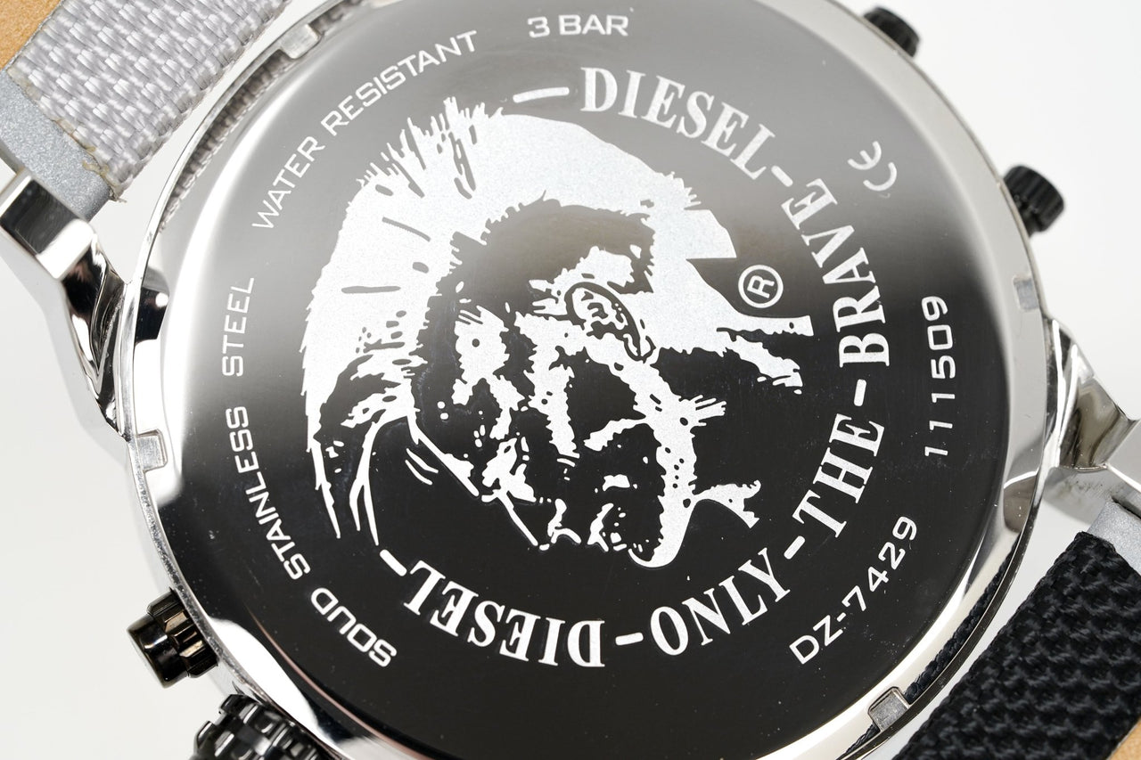 Diesel DZ7429 Mr. Daddy 2.0 Chronograph Men's Watch – Black Dial & Grey Nylon Strap