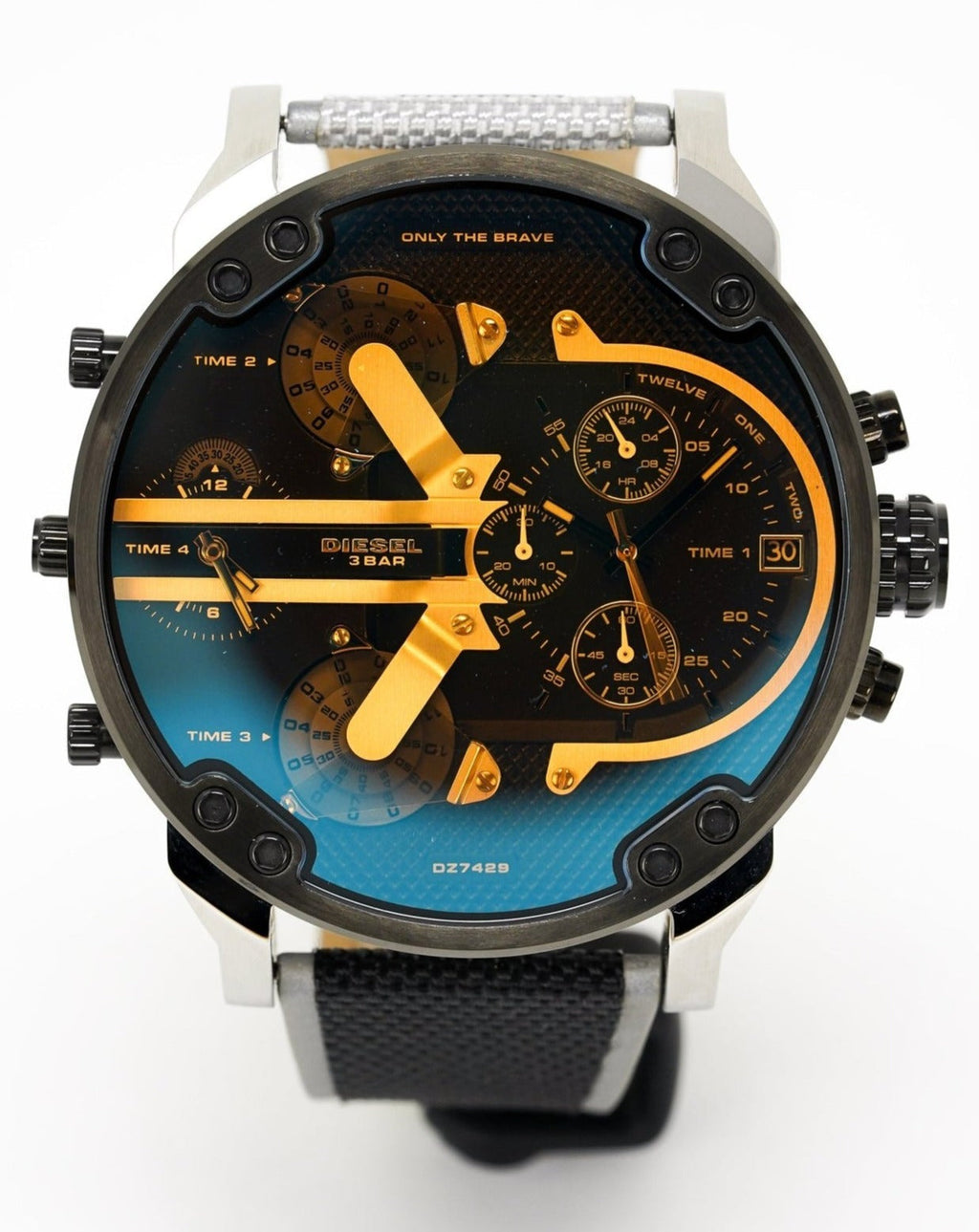 Diesel DZ7429 Mr. Daddy 2.0 Chronograph Men's Watch – Black Dial & Grey Nylon Strap