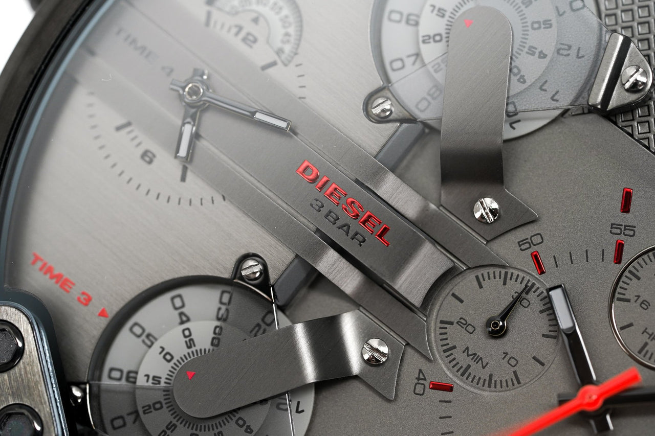 Diesel DZ7423 Mr. Daddy 2.0 Chronograph Men's Watch – Grey Dial & Red Rubber Strap