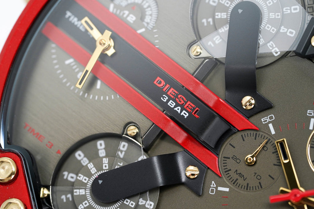 Diesel DZ7430 Mr. Daddy 2.0 Chronograph Men's Watch – Grey Dial & Red Rubber Strap