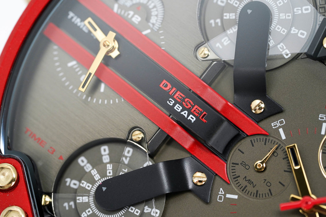 Diesel DZ7430 Mr. Daddy 2.0 Chronograph Men's Watch – Grey Dial & Red Rubber Strap