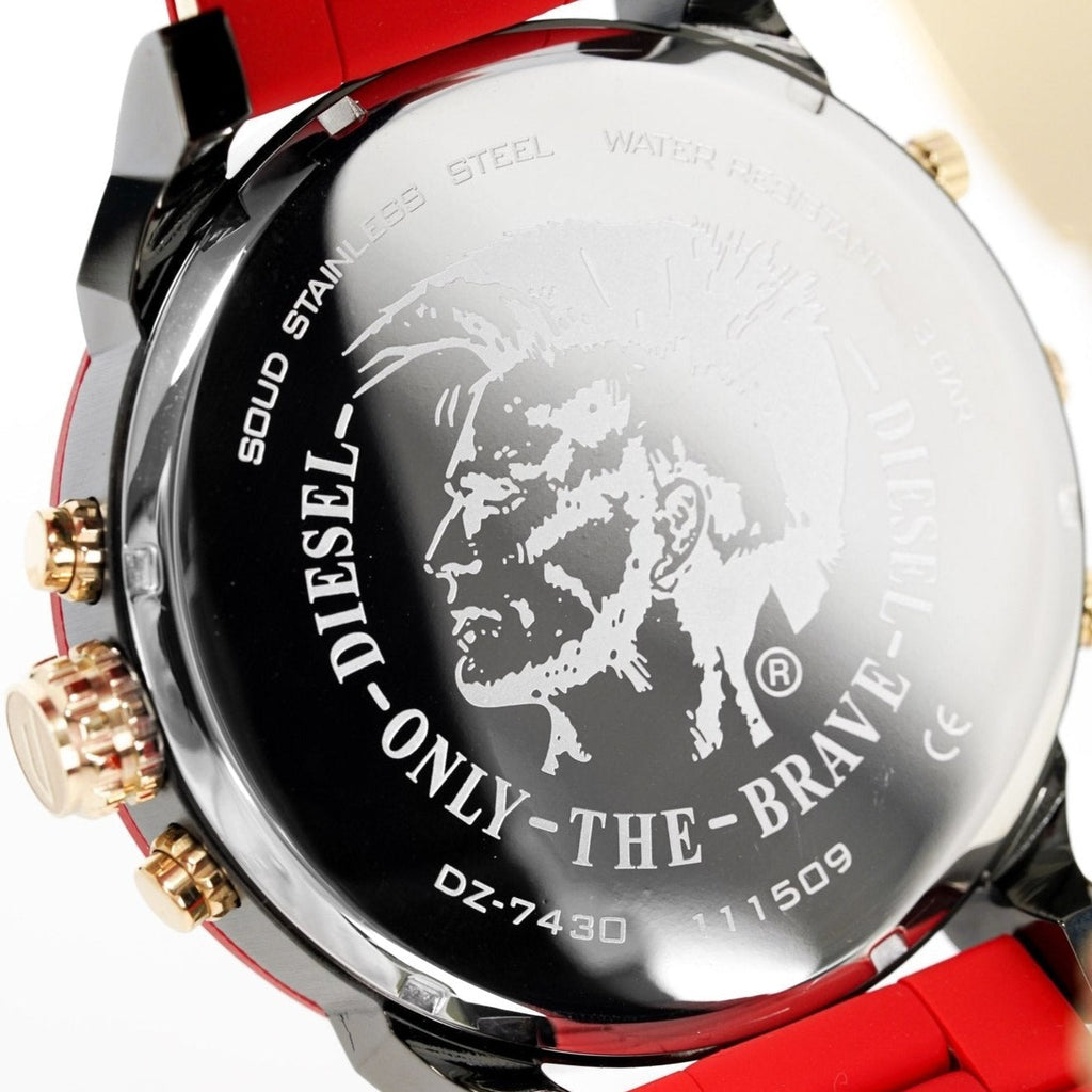 Diesel DZ7430 Mr. Daddy 2.0 Chronograph Men's Watch – Grey Dial & Red Rubber Strap