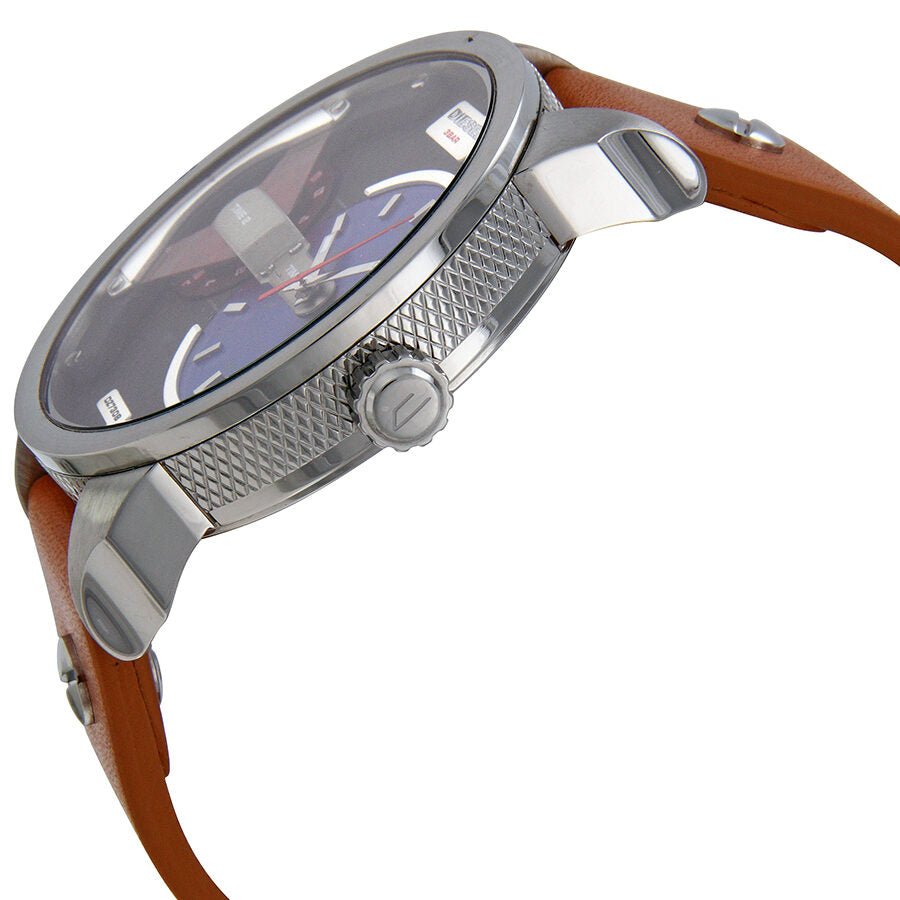Diesel DZ7308 Mini Daddy Chronograph Men's Watch – Blue & Black Dial & Brown Leather Strap