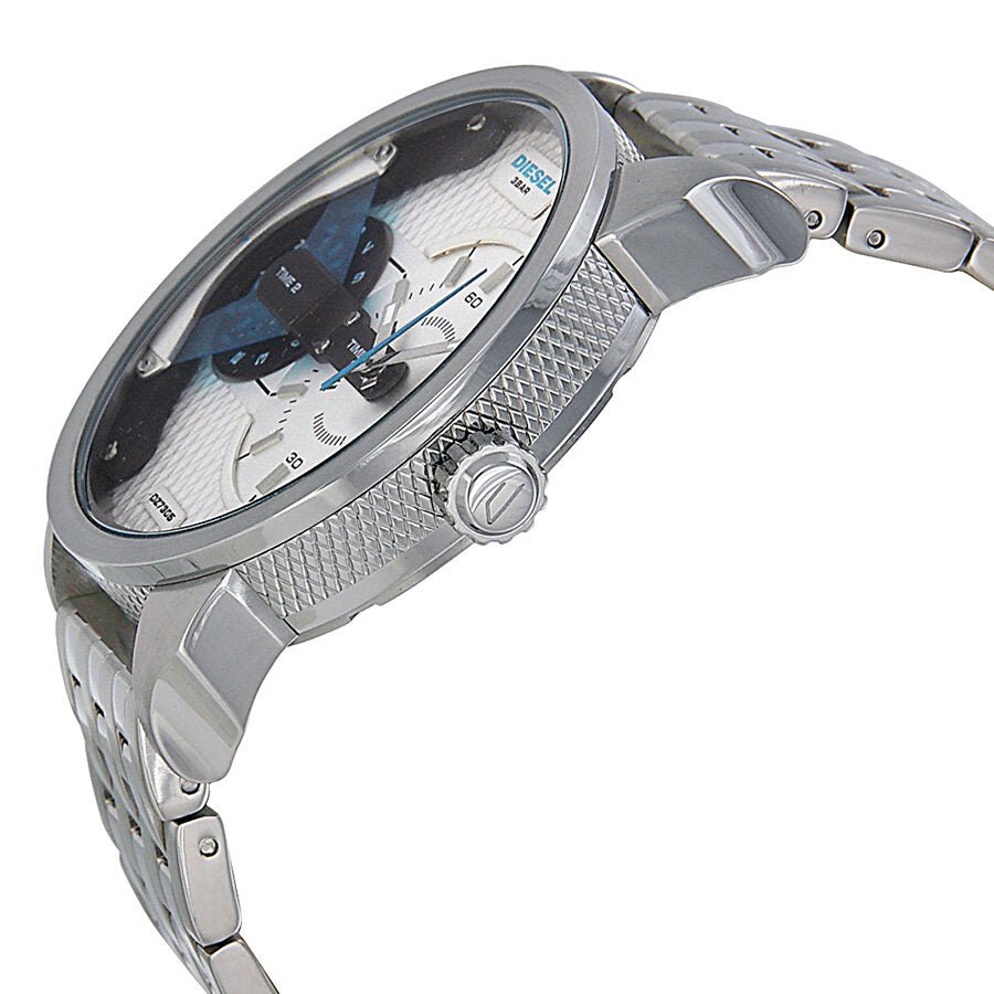 Diesel DZ7305 Mini Daddy Dual Time Men's Watch – Silver Dial & Stainless Steel Strap