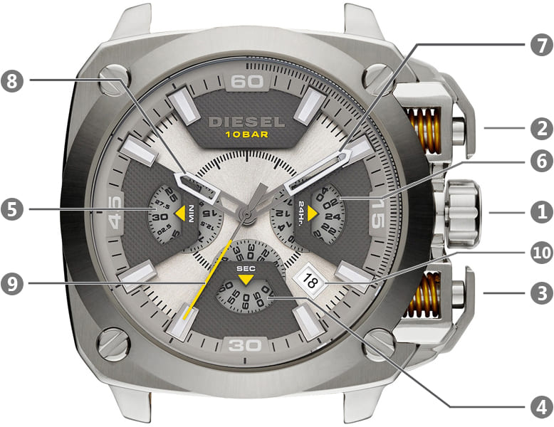 Diesel DZ7343 BAMF Chronograph Men's Watch – Beige Dial & Brown Leather Strap