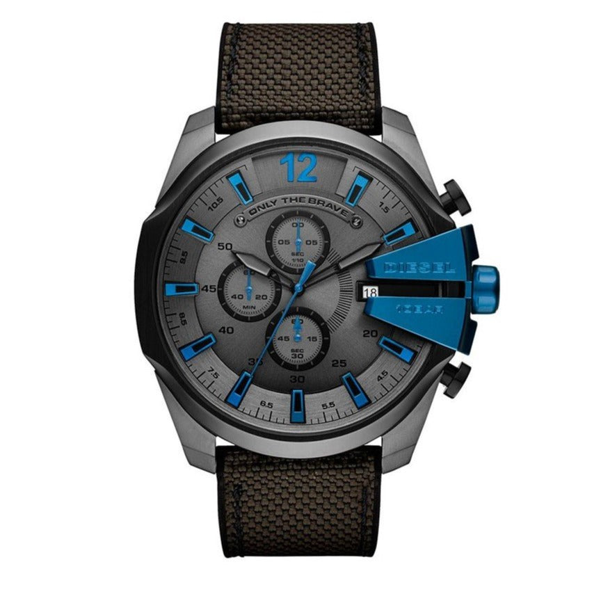 Diesel DZ4500 Mega Chief Chronograph Men's Watch – Black Dial & Black Nylon Strap