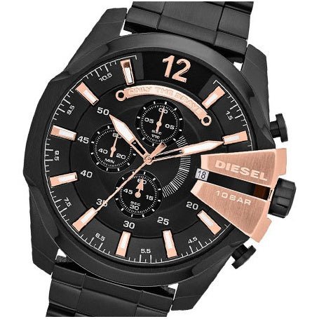 Diesel DZ4309 Mega Chief Chronograph Men's Watch – Black Dial & Black Stainless Steel Strap