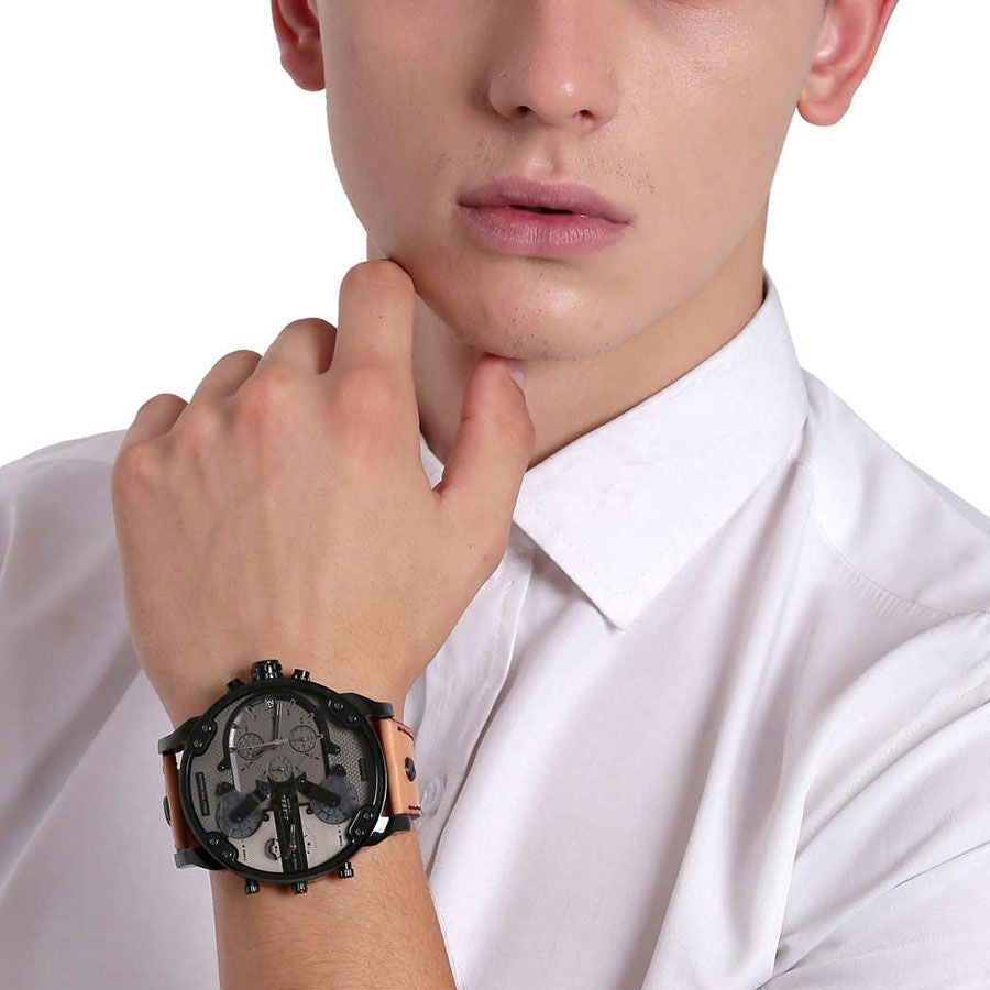 Diesel DZ7406 Mr. Daddy 2.0 Chronograph Men's Watch – Grey Dial & Brown Leather Strap